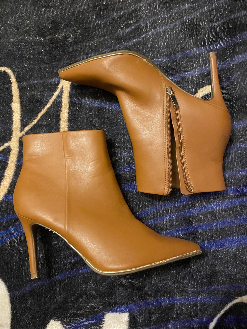 Marc Fisher Tan Pointed-Toe Stiletto Ankle Boots